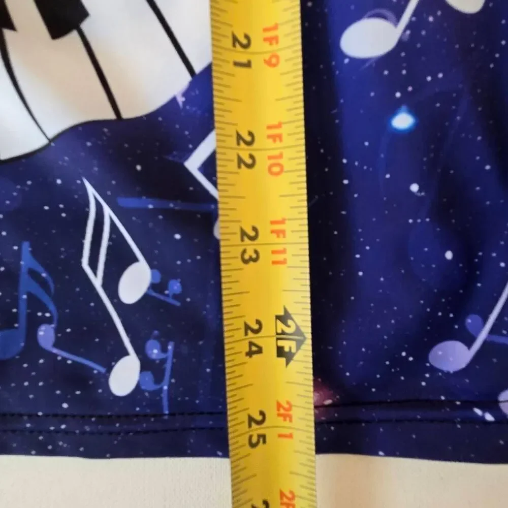 Womens Sleeveless Polo Top Featuring Print of Piano Keys and Musical Notes Size - Picture 7 of 8